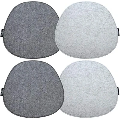 Image de DuneDesign 4 Coussins de Chaise en Feutre 40x37x0,8cm Ovale Fin réversible Gris