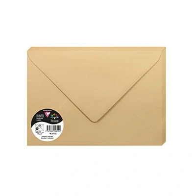 Image de Clairefontaine 5482C Paquet de 20 Enveloppes Gommées Format C5 16,2x22,9cm 120g/m² Coloris Caramel Invitation Evènements et Correspondance Gamme Pollen Papier Premium Lisse