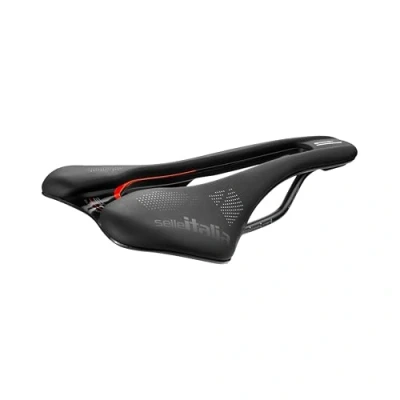 Image de Selle Italia SLR Boost KC TM Superflow de Vélo au Design Classique SLR, Route Confortable en Gel et Trou Superflow, Cadre Chrome Manganèse Taille L3, Noir/Rouge