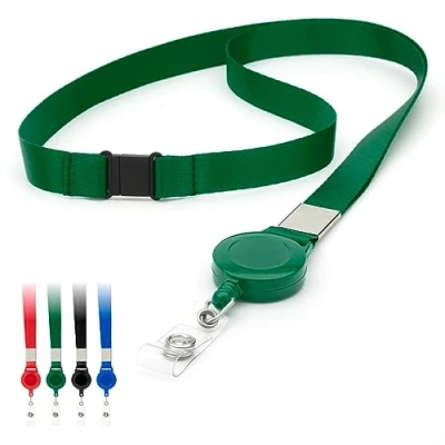 Image de LanyardsTomorrow Lot de 50 cordons rétractables avec cordon sécurité et clip extensible Vert 15 mm