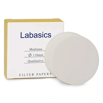 Image de Labasics Cercles de Papier Filtre Qualitative, en Cellulose 110 mm Diamètre avec une Vitesse Filtration du Milieu Rétention des Particules 20 Microns, Paquet 100