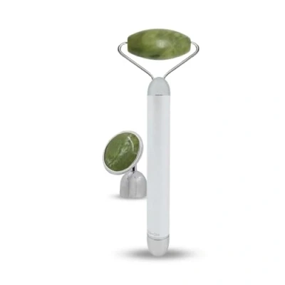 Image de Sun &amp; Sia Masseur Visage Roller Pierre Aventurine Électrique en 100% Naturelle Système de Vibration Intégré pour plus d’Efficacité Anti Age Stimule la circulation sanguine