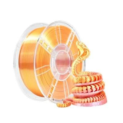 Image de iBOSS filament d&#039;imprimante 3D PLA PLUS, PLA+ 1,75 mm de soie bicolore, d&#039;impression brillant co extrusion 1kg (2.2lbs), Silk Bicolore Rose dorée