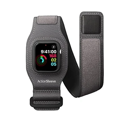 Image de Twelve South ActionSleeve 2 pour Apple Watch 44 mm Brassard de Protection mis à Jour libérer Votre Poignet Le Sport ou Les activités. Gris
