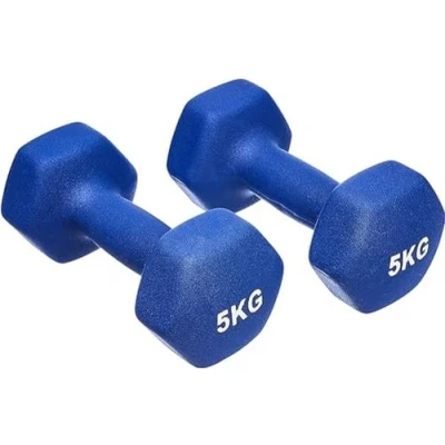 Image de Amazon Basics Paire d&#039;haltères en néoprène,10kg, 2 lot de 5 kg, Bleu
