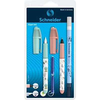 Image de Schneider 74370 Set d&#039;écriture avec 1 stylo à plume + roller effaceur d&#039;encre double pointe Motif Aléatoire