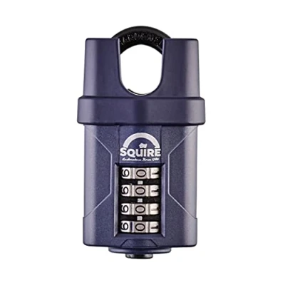 Image de Cadenas Squire robuste (CP40CS) Anse fermée la plus résistante à combinaison 4 viroles Acier allié anticorrosif étanche pour maison, école et garage (Bleu, 40 mm)