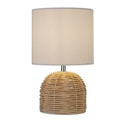 Image de LIGHTING COLLECTION Lampe a poser, 1 lumiere, acier doux, rattan naturel