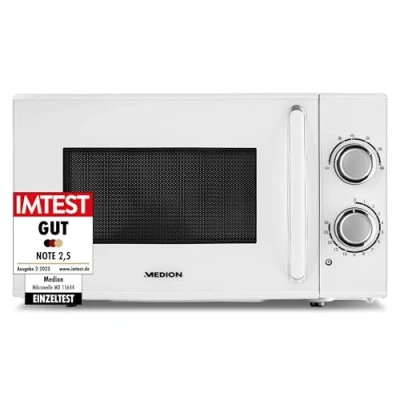 Image de MEDION Micro onde (20L, 700 W, 5 niveaux de puissance, mode décongeler, petit et facile à utiliser nettoyage, MD11475) blanc