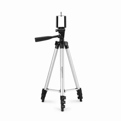 Image de Amazon Basics Trépied universel en aluminium pour smartphone 127 cm, noir, argent