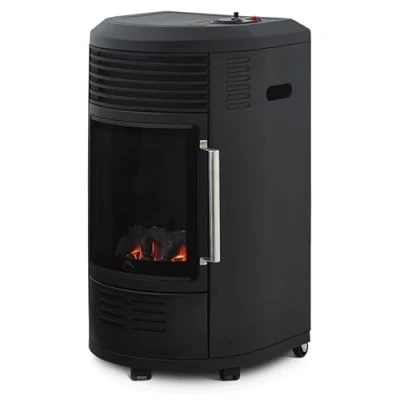 Image de FAVEX Chauffage d&#039;appoint à gaz Volga Intérieur Infrableu effet feu de cheminée 6 puissances chauffe Thermostat Jusqu&#039;à 40 m² Noir