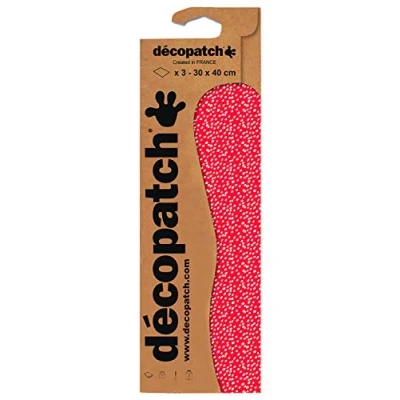 Image de Décopatch C812C Une pochette de 3 feuilles papier imprimé 30x40 cm, Petits grains rouges