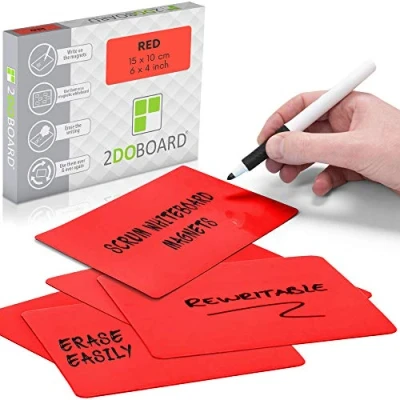 Image de Aimants Inscriptibles Scrum 15 x 10 cm Ensemble de 25 Rouge pour Tableau Magnétique.