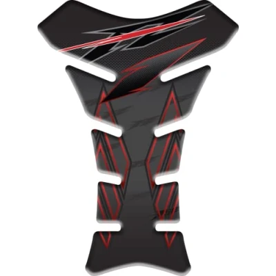 Image de Protège réservoir adhésif en résine effet 3D compatible avec Yamaha Fz1 Fz1n Fz1s Fazer (noir rouge)
