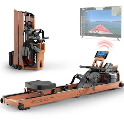 Image de JOROTO Rameurs d&#039;appartement pour Usage Appartemen, Rameur Pliable Capacité de Poid 150kg avec Moniteur Bluetooth &amp;, Support Tablette Ajustable