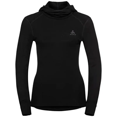 Image de Odlo Womens BL Top with Facemask l/s Active Warm ECO, T Shirt Femme Noir, M