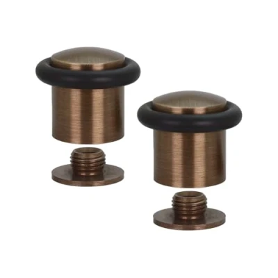 Image de EVI Herrajes Lot de 2 butées porte avec base filetée en caoutchouc noir silicone naturel laiton Comprend cheville + vis