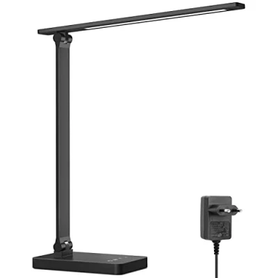 Image de Lepro Lampe de Bureau LED 9.2W Puissante 72LEDs 750LM avec 5 Modes Couleur et Niveaux Luminosité, Anti Éblouissement, Pied Réglable Contrôle Tactile Lecture Pour Travail Noir