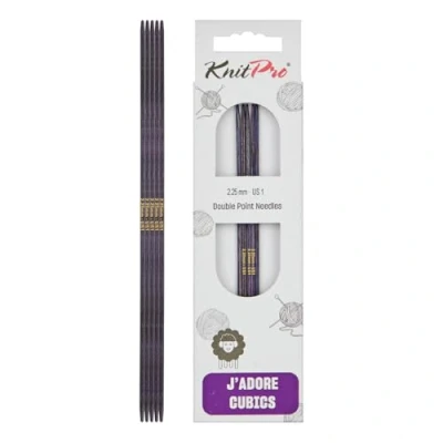 Image de KnitPro J&#039;Adore Cubics Aiguilles à Tricoter Double Pointe Ensembles de 5 Épingles en Bois pour Chaussettes Chapeaux Mitaines Tricot Rond Court 15 cm x 2,25 mm, 26 1910101010