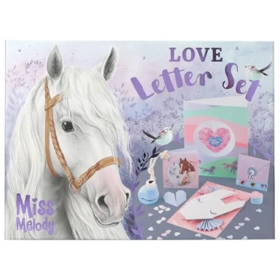 Image de Depesche 12969 Miss Melody Love Letter Set Boîte à Lettres Handlettering au Design de Chevaux, d&#039;écriture Comprenant Papier Lettres, enveloppes, Autocollants, tampons et Bien Plus Encore.