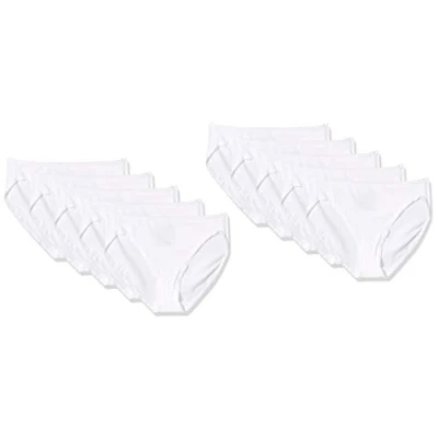 Image de Amazon Essentials Culotte en Coton à Jambe échancrée (Grandes Tailles Disponibles) Femme, Lot de 10, Blanc, 40