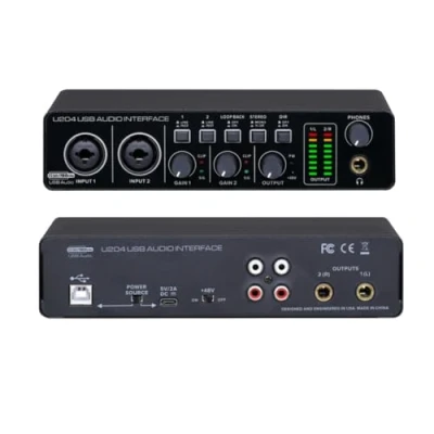 Image de BOMGE U204 Interface audio USB pour l&#039;enregistrement de musique sur PC, 2x2 guitare, Mac 32 bits/192kHz streaming podcast, le chanteur producteur, avec Mirage 48V