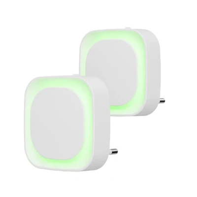 Image de YUNLEX 2 Pcs Veilleuse LED Automatique, Lampe de Nuit à Capteur Crépusculaire, 3 niveaux luminosité Dimmmable Enfant avec Prise, pour Couloir, cuisine, salle bains (Vert)