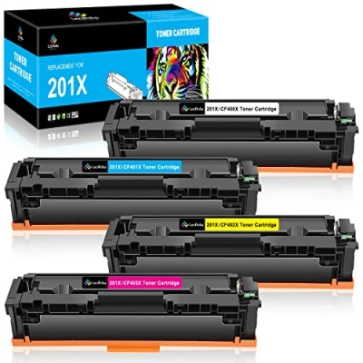 Image de LeciRoba 201X CF400X pour Cartouche HP 201A CF400A CF401X CF401A CF402X CF402A CF403X CF403A Toner ,pour Color Laserjet Pro M252dw M252n ,MFP M277dw M277 M274n M277c6 M277n (4 Paquets)