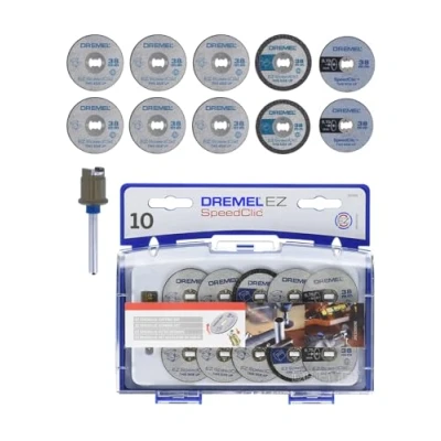 Image de Kit d&#039;Accessoires Dremel SC690 EZ SpeedClic Coffret de Meules à Tronçonner pour Outil Mulltifonction Rotatif, 10 Disques á avec Mandrin bleu