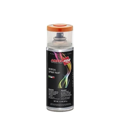 Image de Ambro Sol V4002004 Vernis Peinture Acrylique Multi Usage, Brillante pour Intérieur et Extérieur, Adapté a Tous Type de Matériau, Aérosol En Fer Blanc Recyclable 400 ml, Orange Pure