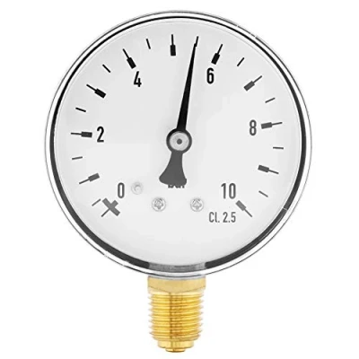 Image de 0 10 Bar 1/4&quot; NPT filetage Manomètre de pression pour Eau Huile Air, haute précision, à montage latéral