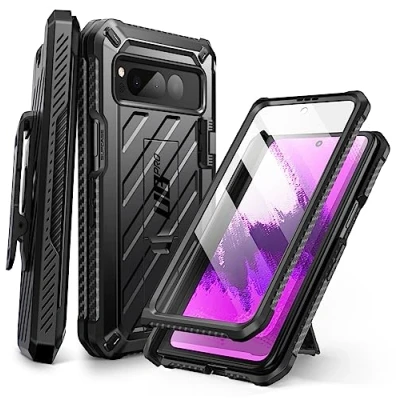Image de SUPCASE Coque pour Google Pixel Fold 2023 avec Protecteur d&#039;Ecran, Support &amp; Clip Ceinture [Protection Qualité Militaire] Intégrale Robuste, Noir