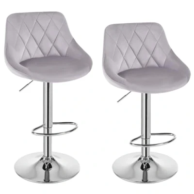 Image de WOLTU Tabouret de Bar Lot 2 en Velours Assise, tabourets réglable,Gris Foncé BH138dgr
