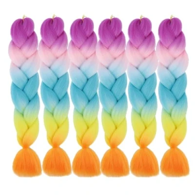 Image de tresses extensions, tresse de cheveux synthétiques pack 6 ombre tressé kanekalon géantes tressés extensions (E8)