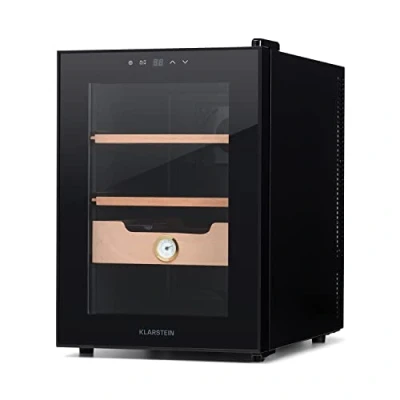 Image de Cave à cigares Klarstein El Presidente 37 l 2 clayettes 1 compartiment en bois de cèdre noir