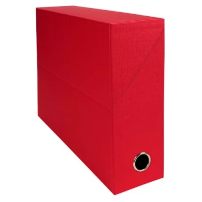 Image de Exacompta Réf. 89525E 5 boîtse transfert en papier toilé Dos 90 mm Avec un œillet métal Pour format A4 Dimensions 25,5 x 34 9 cm rouge livrées montées