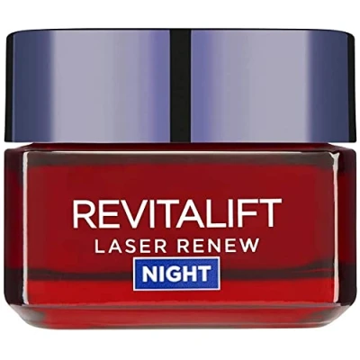 Image de Crème hydratante laser pour le visage Revitalift de L&#039;Oréal Paris, masque nuit anti âge à triple action X3 avec rétinol pro, acide hyaluronique et vitamine Cg 50 ml