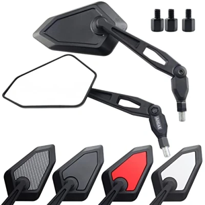 Image de Area1 Rétroviseurs Scooter Universel noir Retroviseur Latéral Homologué E, Certification CE (2xM8 Filetage à droite + 1xM8 gauche) compatible avec Sym Niu