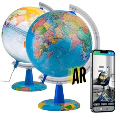 Image de EXERZ Globe lumineux 20cm Carte anglaise terrestre interactif AR (Globe + App), jouets STEM cadeaux pour enfants de 4 à 12 ans iOS &amp; Android
