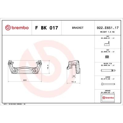 Image de Jeu de supports d&#039;étriers freins BREMBO F BK 017