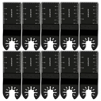 Image de Beikal Lot de 10 lames oscillantes 34 mm en acier à haute teneur carbone pour machine finition multifonction, kit scie oscillante avec échelle