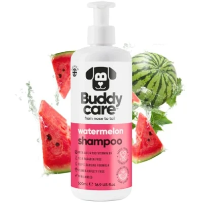 Image de Shampooing pour Chien à la pastèque par Buddycare nettoyant en Profondeur Chiens Parfum fruité avec aloès Vera et provitamine B5 (500ml)