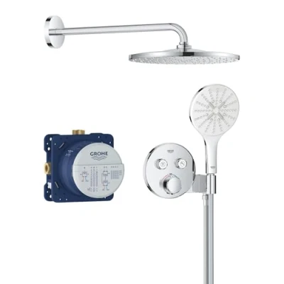 Image de GROHE Precision SmartControl, Ensemble de Douche Encastré 2 sorties, Tête Vitalio Joy 260 3 jets, Douchette Get Stick 1 jet, Flexible 1,5 m, Chromé, 34878000