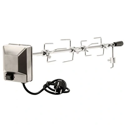 Image de BBQ TORO Set de brochettes pour Grill 100 cm Comprenant 4 Aiguilles à Viande et Un Moteur en Acier Inoxydable, 220V 240V brochette rotative électrique, rôtissoire, Universelle