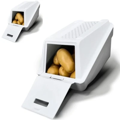 Image de ARTECSIS Boîte de rangement pour pommes terre Blanc 1 lot S 3,5 l à légumes empilable Avec technologie EasyClick autocollants