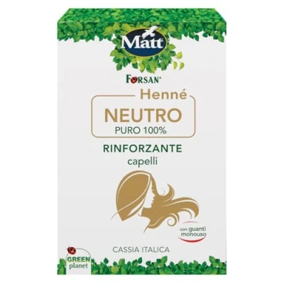 Image de Matt, Henné Neutre, Renforçant Cheveux à Base de Cassia Italica, 100% Naturel, Sans Pigments Colorants, Idéal pour Défibrés et Éteints, Ravive la Couleur Naturelle, 2 Enveloppes unidoses 50