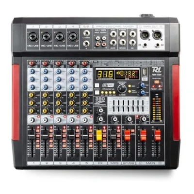 Image de Power Dynamics PDM T604 Console de Mixage 6 Canaux avec Streaming Bluetooth, Egaliseur Graphique 7 Bandes, MP3, Sortie USB, Casque Jack 6,35mm, Idéal pour Studio d&#039;Enregistrement