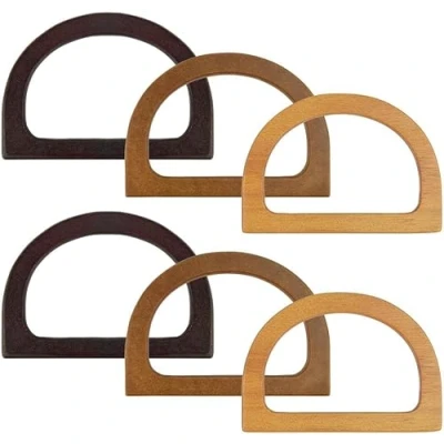 Image de Kleemeiero 6PCS Poignées de Sac en Bois Anse pour à Main Poignée Bricolage la Forme D Anses Remplacement Multicolore