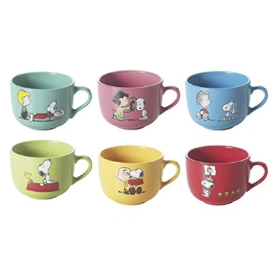 Image de Excelsa Peanuts Lot de 6 tasses jumbo en céramique multicolore unités (lot 1) 400 ml