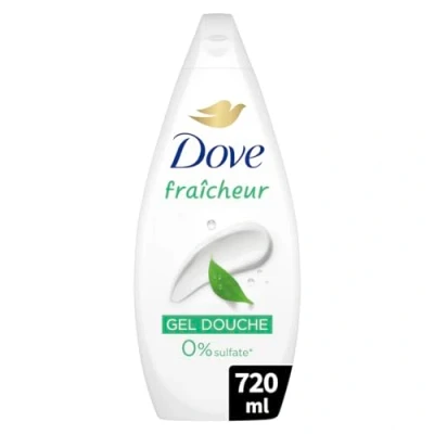 Image de DOVE Gel Douche Essentiel Fraîcheur Nettoie en douceur et adoucit la peau Testé dermatologiquement 0% Sulfate 720 ml